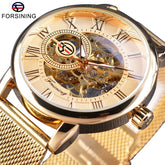 Luxury Transparent Skeleton Mens Mechanical Steel Business Wristwatch - FashionByTeresa